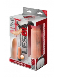Телесный страпон Harness LESBI с вагинальной пробкой - 16,5 см. - LOVETOY (А-Полимер) - купить с доставкой в Миассе