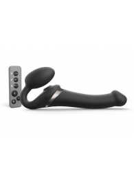 Черный безремневой страпон Multi Orgasm Size M с клиторальной стимуляцией - Strap-on-me - купить с доставкой в Миассе