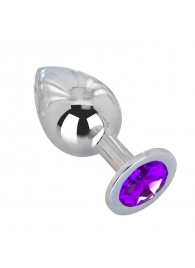 Большой плаг из стали с фиолетовым кристаллом Violet Dream - 9,5 см. - Erotic Fantasy - купить с доставкой в Миассе