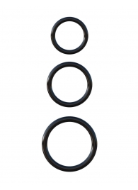 Набор из трех черных эрекционных колец Silicone 3-Ring Stamina Set - Pipedream - в Миассе купить с доставкой