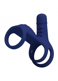 Синяя вибронасадка на пенис Vibrating Penis Sling - Baile - в Миассе купить с доставкой
