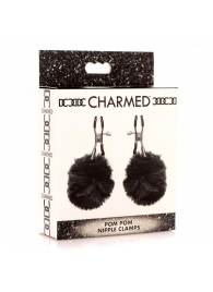 Зажимы для сосков с черным помпонами Pom Pom Nipple Clamps - XR Brands - купить с доставкой в Миассе