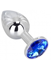 Анальное украшение BUTT PLUG  Small с синим кристаллом - 7 см. - Anal Jewelry Plug - купить с доставкой в Миассе