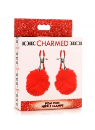 Красные зажимы на соски с помпонами Pom Pom - XR Brands - купить с доставкой в Миассе