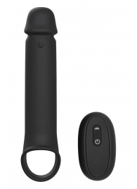 Черная насадка-удлинитель с вибрацией Vibrating Extender With Remote - Dream Toys - в Миассе купить с доставкой
