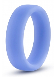 Голубое люминесцентное кольцо Silicone Glo Cock Ring - Blush Novelties - в Миассе купить с доставкой