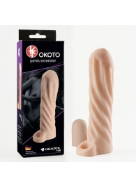 Телесная насадка-удлинитель Okoto со спиралевидным рельефом - 16 см. - Sitabella - в Миассе купить с доставкой
