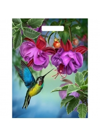 Пакет с принтом в виде колибри в цветах с вырубной ручкой (31х40 см) - Сима-Ленд - купить с доставкой в Миассе