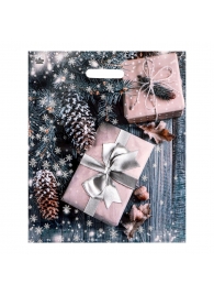 Новогодний пакет с принтом в виде подарков и вырубной ручкой (45х38 см) - Сима-Ленд - купить с доставкой в Миассе