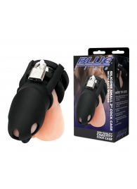 Черная клетка для пениса Silicone Small 2 in Cock Cage With Ball Divider - BlueLine - купить с доставкой в Миассе