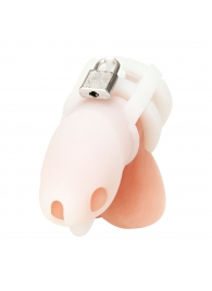 Белая клетка для пениса Silicone Small 2 in Cock Cage With Ball Divider - BlueLine - купить с доставкой в Миассе