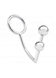 Кольцо на пенис с анальным стимулятором Two Bead Stainless Steel Anal Hook   Cock Ring - BlueLine - в Миассе купить с доставкой
