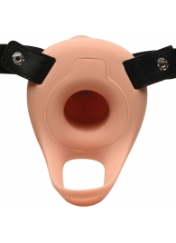 Телесный полый страпон 2  Erection 28X Smooth Vibrating Silicone Penis Sheath - 16 см. - XR Brands - купить с доставкой в Миассе
