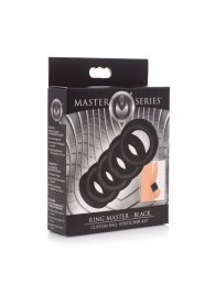Комплект из 5 черных эрекционных колец для мошонки Ring Master Custom Ball Stretcher Kit - XR Brands - в Миассе купить с доставкой