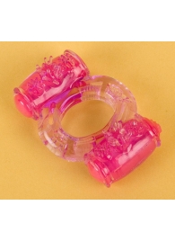 Фиолетовое виброкольцо с двумя вибропульками - Toyfa Basic - в Миассе купить с доставкой