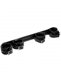 Черная распорка с манжетами для рук и ног Deluxe Rigid Spreader Bar - XR Brands - купить с доставкой в Миассе