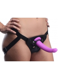 Лиловый поясной страпон Navigator Silicone G-Spot Dildo with Harness - 17,8 см. - XR Brands - купить с доставкой в Миассе