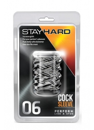 Прозрачная насадка с объёмными чёрточками STAY HARD COCK SLEEVE 06 CLEAR - Blush Novelties - в Миассе купить с доставкой