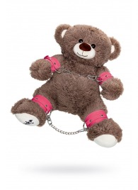 Бондажный набор: бурый мишка с розовыми оковами и наручниками - Pecado - купить с доставкой в Миассе