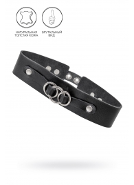 Черный чокер-ошейник со связанными кольцами на подложке - Pecado - купить с доставкой в Миассе