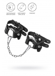 Черные кожаные наручники-браслеты из двух ремешков - Pecado - купить с доставкой в Миассе