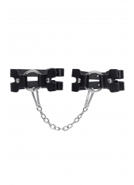 Черные кожаные оковы из двух ремешков - Pecado - купить с доставкой в Миассе