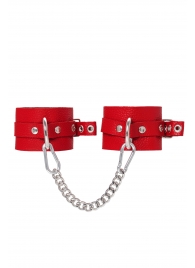 Красные мягкие кожаные оковы с люверсами - Pecado - купить с доставкой в Миассе