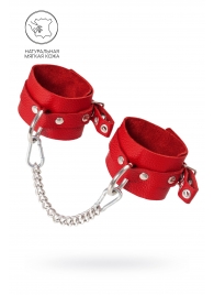 Красные мягкие кожаные оковы с люверсами - Pecado - купить с доставкой в Миассе