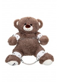 Бондажный набор: бурый мишка с белыми оковами и наручниками - Pecado - купить с доставкой в Миассе