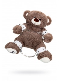 Бондажный набор: бурый мишка с белыми оковами и наручниками - Pecado - купить с доставкой в Миассе