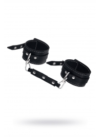 Черные двухслойные кожаные оковы с белой строчкой - Pecado - купить с доставкой в Миассе