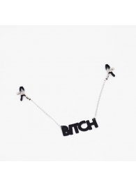 Зажимы на соски с кожаной подвеской Bitch - Crazy Handmade - купить с доставкой в Миассе