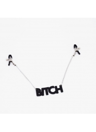 Зажимы на соски с кожаной подвеской Bitch - Crazy Handmade - купить с доставкой в Миассе