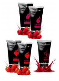 Набор из 5 съедобных лубрикантов JUJU (клубника х 2, малина х 2, вишня) - JuJu - купить с доставкой в Миассе