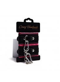 Черно-розовые скругленные наручники с мягкой подкладкой - Crazy Handmade - купить с доставкой в Миассе