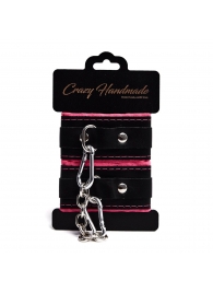 Черно-розовые скругленные наручники с мягкой подкладкой - Crazy Handmade - купить с доставкой в Миассе