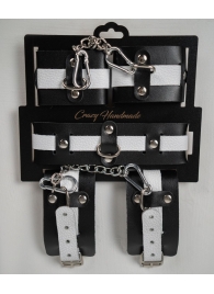 Набор фиксаторов из черной и белой натуральной кожи - Crazy Handmade - купить с доставкой в Миассе