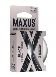 Черные утолщенные презервативы MAXUS Extra Strong с железным кейсом - 3 шт. - Maxus - купить с доставкой в Миассе