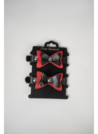 Черно-красные кожаные наручники с бантиками - Crazy Handmade - купить с доставкой в Миассе