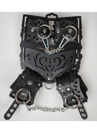 Черный ажурный кожаный набор фиксаций - Crazy Handmade - купить с доставкой в Миассе