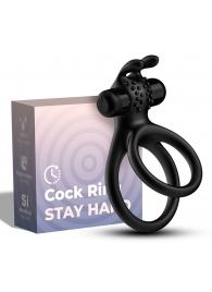 Черное эрекционное виброкольцо с подхватом мошонки Stay Hard - Boys of Toys - в Миассе купить с доставкой