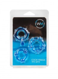 Набор из 3 синих эрекционных колец с различным рельефом - Erowoman-Eroman - в Миассе купить с доставкой