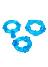 Набор из 3 синих эрекционных колец с различным рельефом - Erowoman-Eroman - в Миассе купить с доставкой