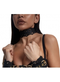 Черный ажурный чокер с золотистой фурнитурой - Crazy Handmade - купить с доставкой в Миассе