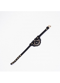 Черный чокер с клепками и золотистой фурнитурой - Crazy Handmade - купить с доставкой в Миассе