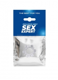 Прозрачное эрекционное кольцо с шариками и шипами - Sex Expert - в Миассе купить с доставкой