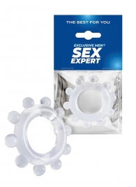 Прозрачное эрекционное кольцо со стимулирующими шариками - Sex Expert - в Миассе купить с доставкой