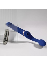 Синий безремневой страпон Multi Orgasm Bendable Strap-On size XL с клиторальной стимуляцией - Strap-on-me - купить с доставкой в Миассе