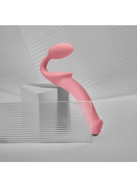 Розовый безремневой страпон Strap-on-me Semi-Realistic Bendable Strap-On size L - Strap-on-me - купить с доставкой в Миассе