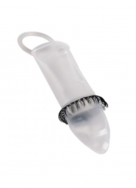 Закрытая насадка на пенис с подхватом мошонки и стимулирующими «ресничками» - Sextaz - в Миассе купить с доставкой